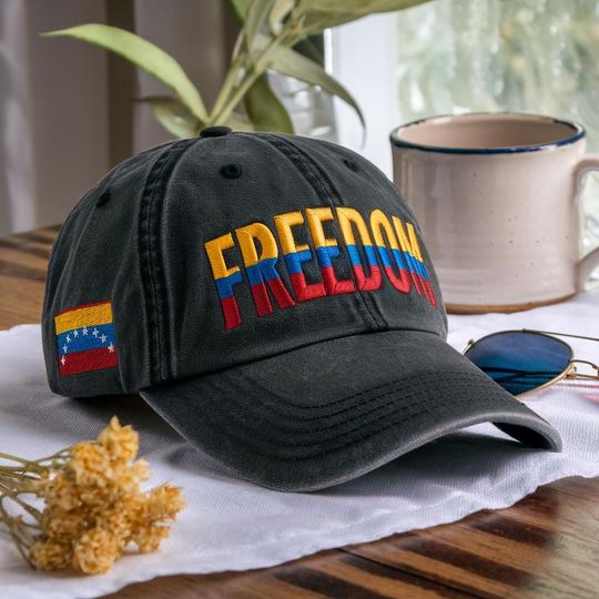 Discover Freedom Venezuela Embroidered Washed Hat, Hands off Venezuela Cap,I Stand With Venezuela Cap, Anti War Hat,  Venezuelan Support Gift