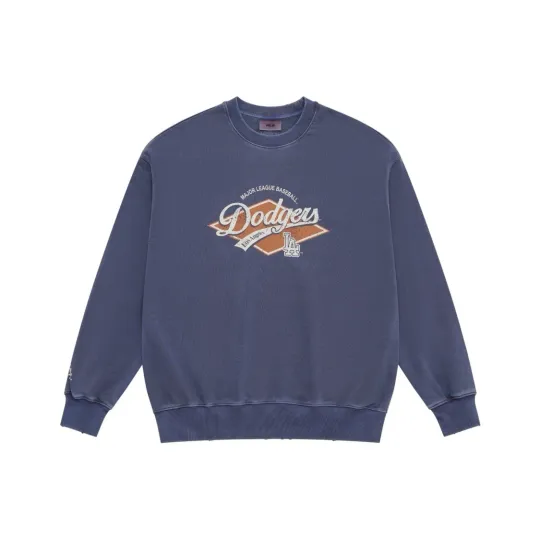 Discover Loose Casual Letter Logo Crewneck Long Sleeve Sweatshirt Unisex Indigo