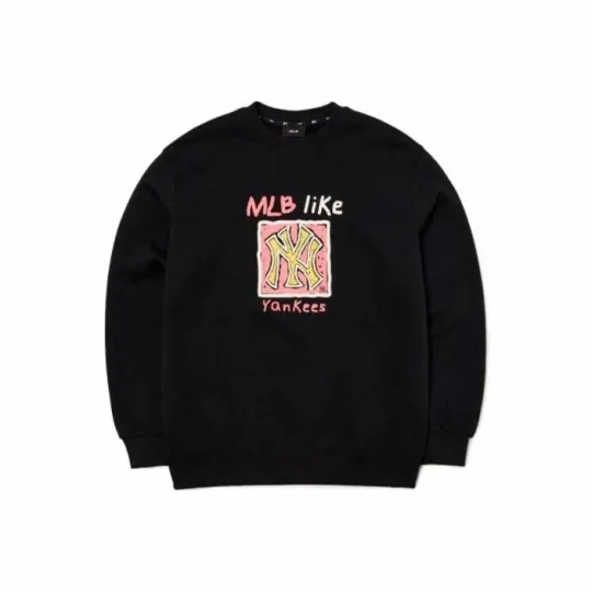 Discover Letter Print Crewneck Pullover Sweatshirt Unisex Black