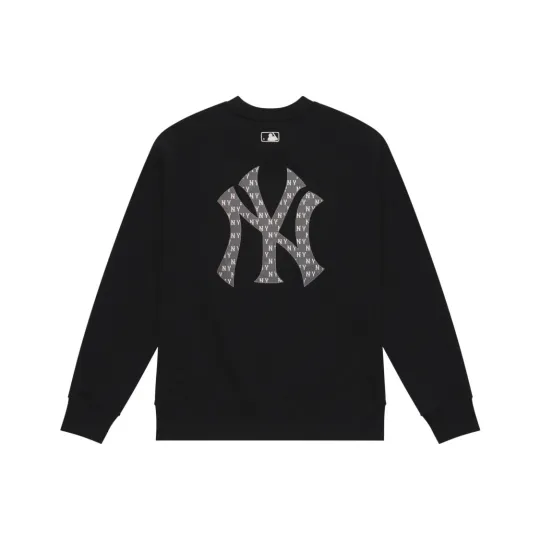 Solid Color Large Logo Printed Long Sleeve Sweatshirt Unisex Black