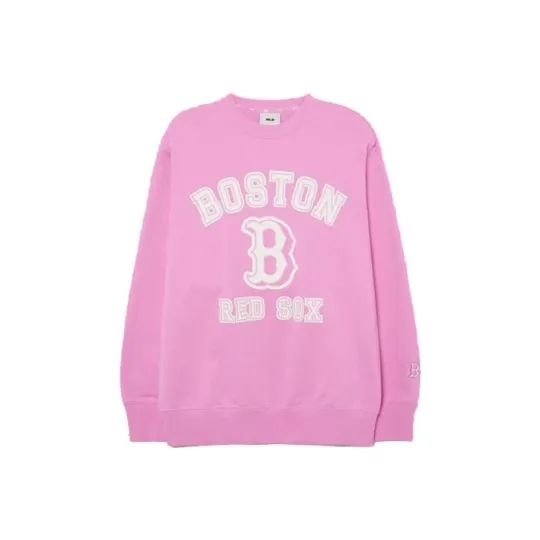 Discover Letter Pattern Printed Crewneck Pullover Sweatshirt Unisex Pink
