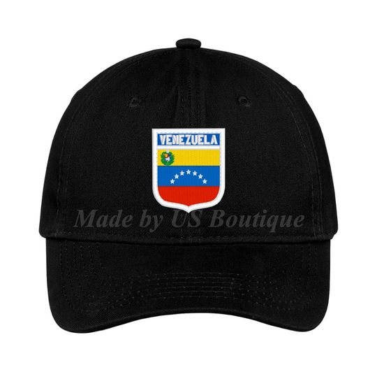 Discover Venezuela Badge Bandera Hat Embroidered Baseball Dad Cap Gorra Republica de Venezuela Escudo Resistencia Vinotinto Libertad