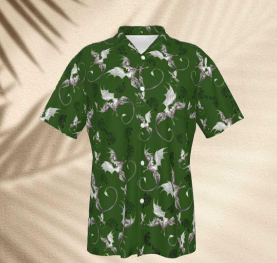Discover Dragon Men's Hawaiian Button-Down Shirt Short Sleeve Vacation Travel Wear