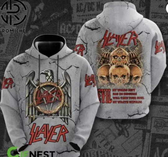 Discover Evil Rock Band Slayer 3D Hoodie Unisex All Size Hoodie 3d Gift For Valentine