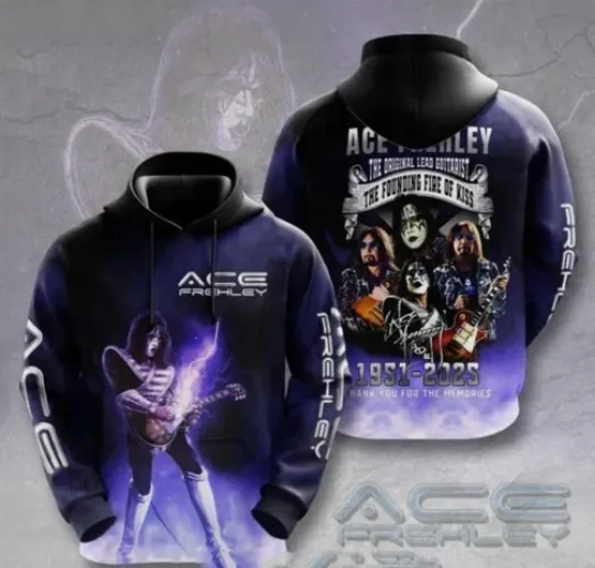Discover Ace Frehley The Original Lead Guitarist Fire 1951-2025 Hoodie 3D