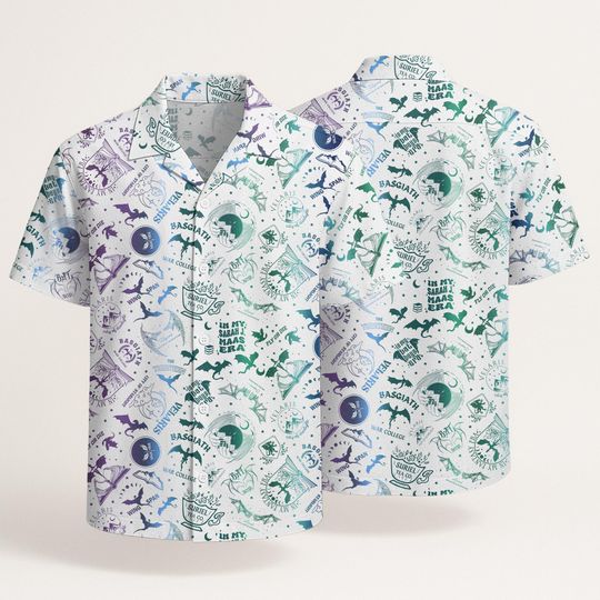 Fourth Wing ACOTAR Hawaiian Shirt Unisex Fantasy Book Print Vacation Beachwear