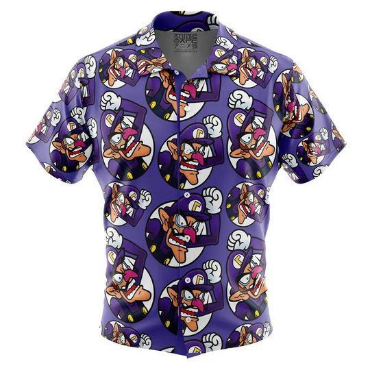 Waluigi Super Mario Bros Hawaiian Shirt Unisex Tropical Button Up Summer Beach Outfit