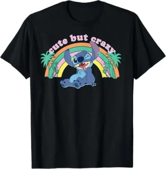 Discover Disney Lilo & Stitch Cute But Crazy Stitch Black T-Shirt