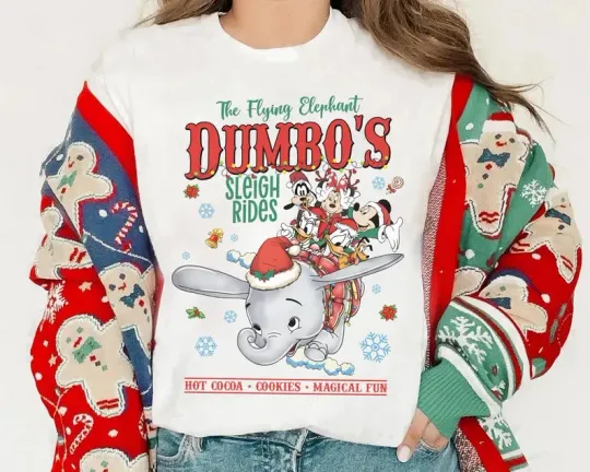 Discover Disney Dumbo Main Street Sleigh Rides Shirt, Dumbo Christmas