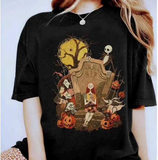 The Nightmare Before Christma Characters Jack Sally Lock Shock Barrel T-Shirt