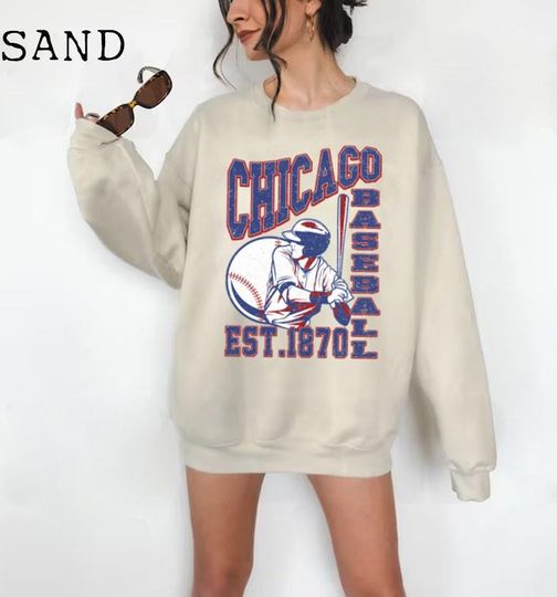 Discover Retro Baseball Crewneck Unisex City Sport Pullover Gift | Fan Gift Vintage Baseball Sweatshirt Chicago....||||....