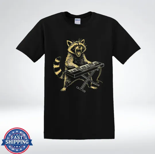 Discover Rock Raccoon Keyboard Player Music Lover T-Shirt