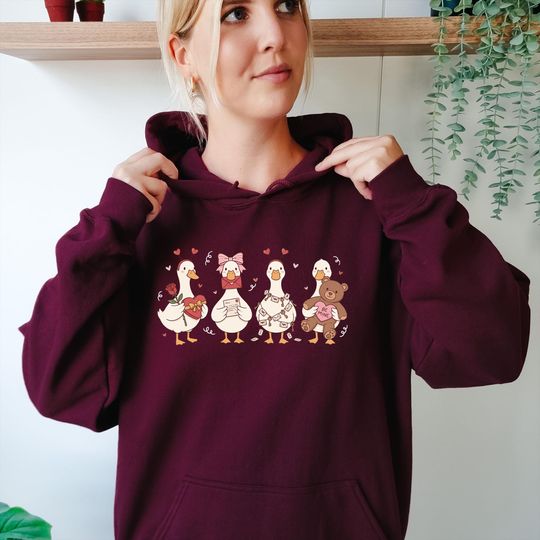 Discover Coquette Goose Valentine Hoodie : Preppy Funny Bird Lover