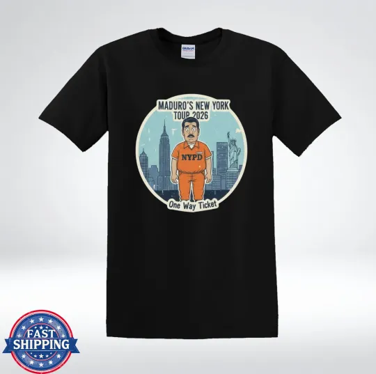 Discover Maduro New York Tour 2026 Political Satire Cartoon T-Shirt