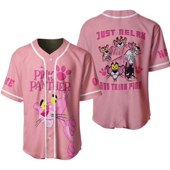 Personalized Pink Panther Baseball Jersey, Panther Sport Shirt, Baseball Fans Jersey