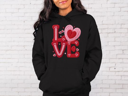 Discover Coquette Retro Valentine Shirt | Faux Yarn Crochet Love Heart | Latch Hook Valentine Hoodie | Cute Aesthetic Design