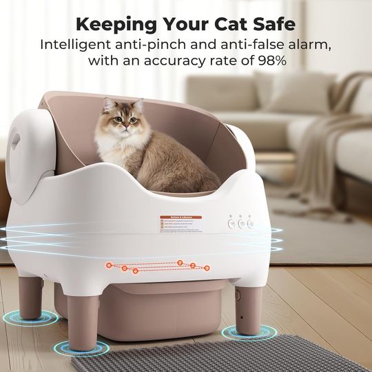 Discover Automatic Self Cleaning Cat Litter Box Intelligent Cat Litter Pan Open-Top Design Odorless APP Control Cat Sand Box Tray