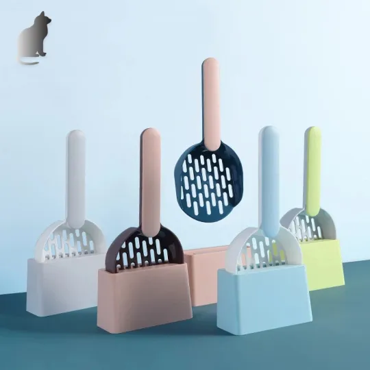 Discover Cat Litter Scoop Plastic Cat Litter Shovel With Base Self Cleaning Cat Litter Box Shovel Kitten Toilet Clean Tools Cat Supplies