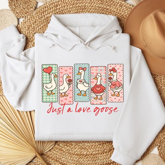 Discover Funny Valentine Hoodie: Just A Love Goose Pullover, Animal Gift for Her