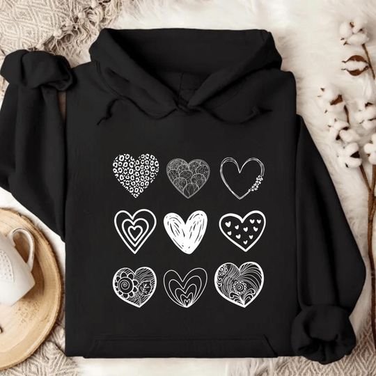 Discover Heart Valentines Day Hoodie, Valentine's Day Hoodie for Women, Lover Hoodie Heart Lover Gift Hoodie, Valentines Day  Hoodie for Women,