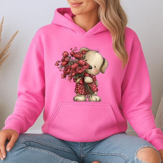Discover Cute Teddy Bear Hoodie  Valentines Day Gift for Her & Him | Romantic Unisex Hoodie