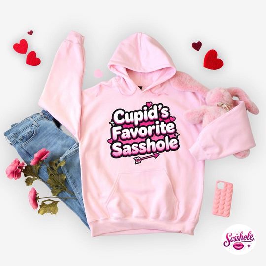 Discover Womens Valentine Hoodie Cupids Favorite Sasshole Funny Hoodie