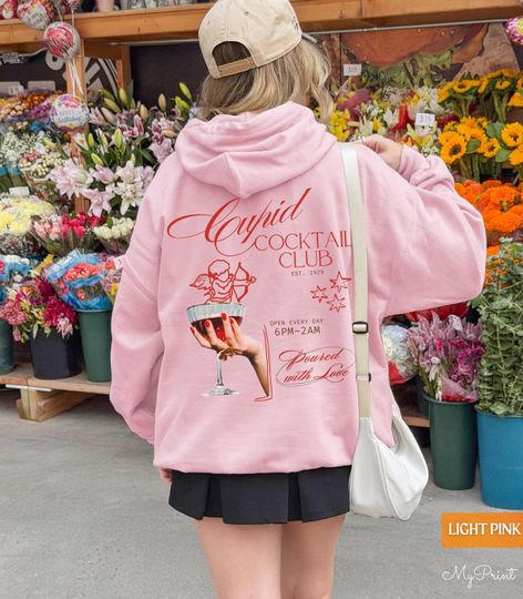Discover Cocktail Valentine Hoodie, Glamour Preppy Hoodie, Coquette Valentines Day Sweatshirt