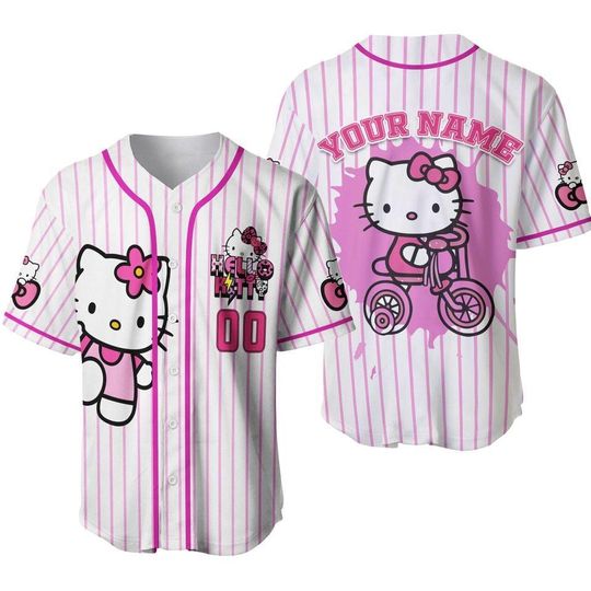 Discover Personalize Hello Kittyy Baseball Jersey, Kittyy Jersey Shirt, Baseball Fans Shirt,Hello Kittyy Pink Jersey, Hello Kittyy Sport Shirt