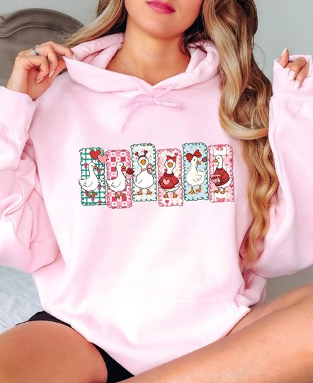 Discover Just a Love Goose Valentine Day Hoodie: Funny Valentine Gift for Her, Retro Silly Goose Lover Hoodie