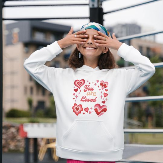 Discover You are Loved Hoodie, Retro Valentine's Day, Groovy Heart Graphic Hoodie, Y2K Aesthetic Pullover