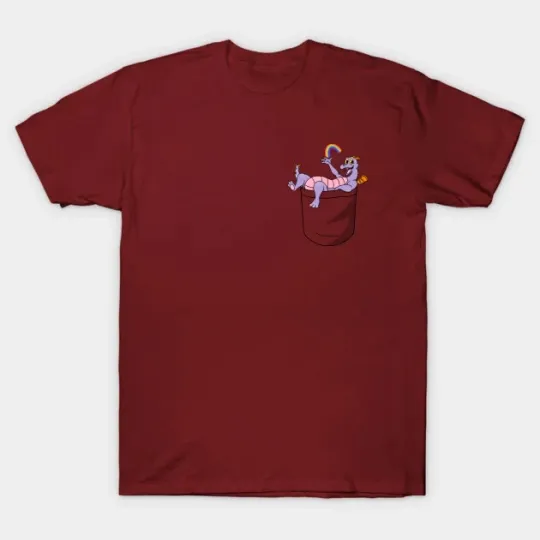 Discover Disney Figment Pocket T-Shirt Maroon, Dragon Cute 2025