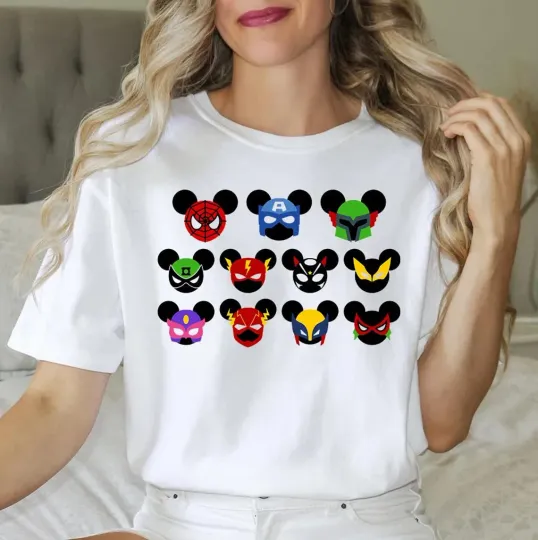 Discover Disney Mickey Mouse Avengers  T-Shirt White, Happy Avengers Superheroes