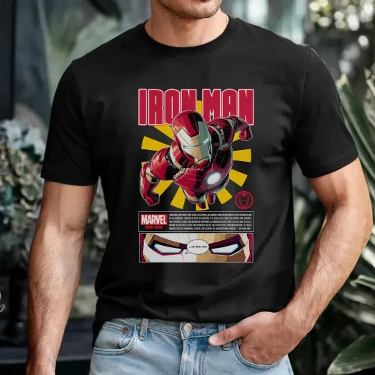 Discover Iron Man Disney Avengers Superhero Black T-Shirt 2025