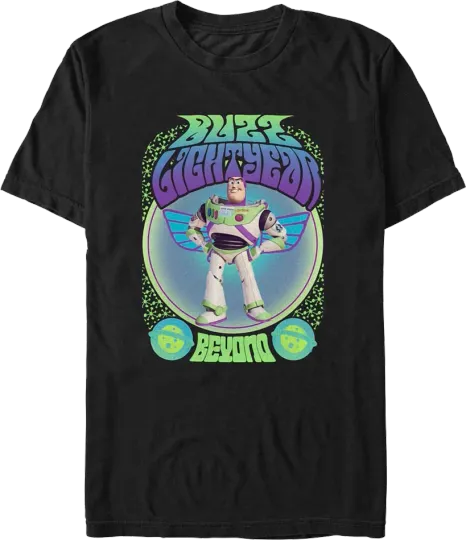 Discover Disney Beyond Psychedelic Buzz Lightyear Toy Story Black T-Shirt