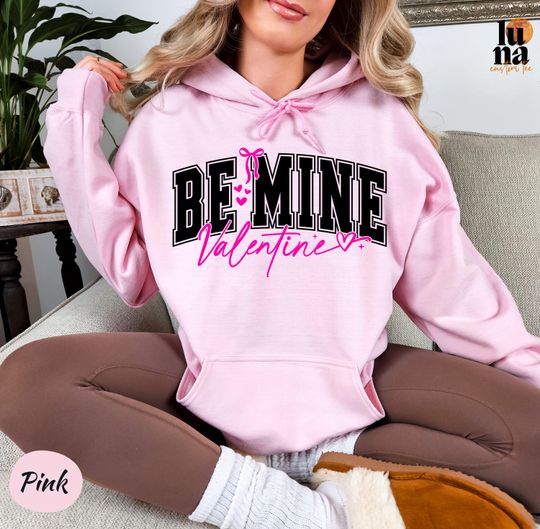 Discover Be Mine Coquette Valentine Hoodie, Valentines Day Sweatshirt, Pink Girly Valentine Hoodie