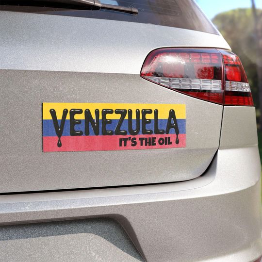 Venezuelan Flag Car Magnet - Dripping Oil, Venezuela Magnetic