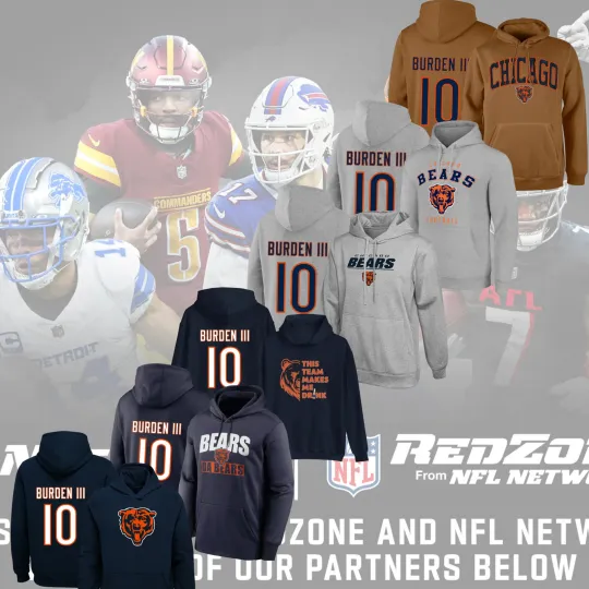 Discover Luther Burden III #10 Chicago Bears 2025 Name & Number Edition Hoodie
