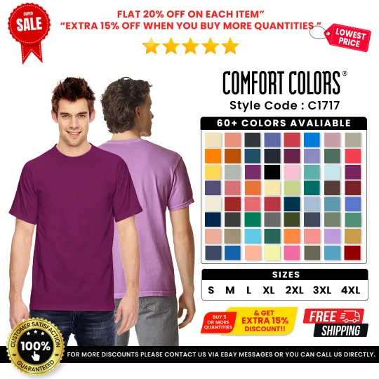 Discover Comfort Colors C1717 Adult Cotton Short Sleeves Crew Neck Heavyweight T-Shirt