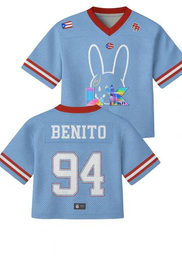 Discover 2 Sides Benito Crop Top Mesh Football Jersey, Puerto Rico Flag Crop Top Football Jersey Shirt, Gift for Unisex