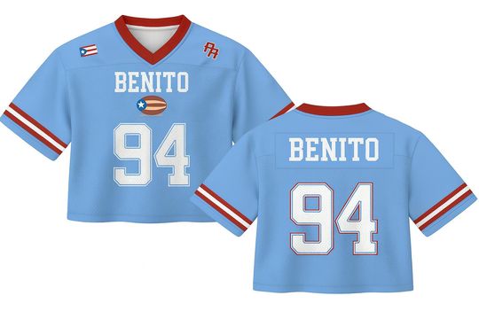 Discover Benito Crop Top Mesh Football Jersey, Puerto Rico Flag Crop Top Football Jersey Shirt, Gift for Unisex