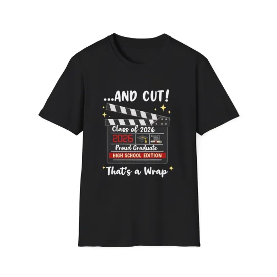 Discover Class of 2026 Movie Clapper T-Shirt | Proud Graduate High School Edition