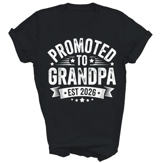 Discover Promoted to Grandpa Est 2026 Grandparents Unisex Shirt Gift T-Shirt