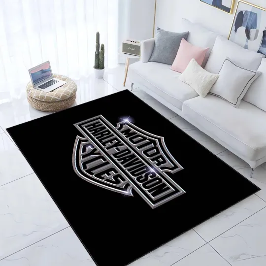Discover Classic Motorcycle Rug for Garage and Living Room