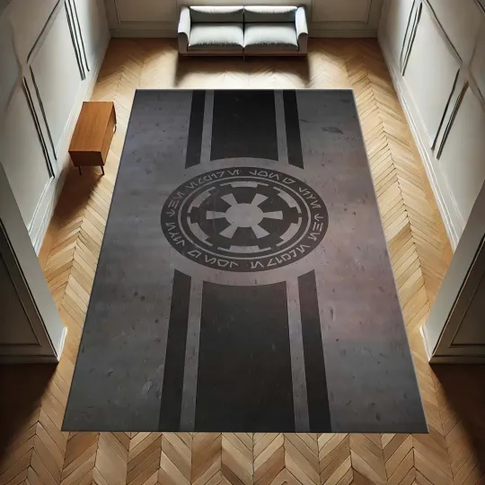 Imperial Logo Rug, Star Wars-Inspired Galactic Empire Carpet, Sci-Fi Home Decor