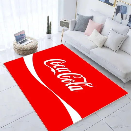 Discover Coca Cola Patteerned Rug, Cola Floor Rug, Coca Cola Decor Rug