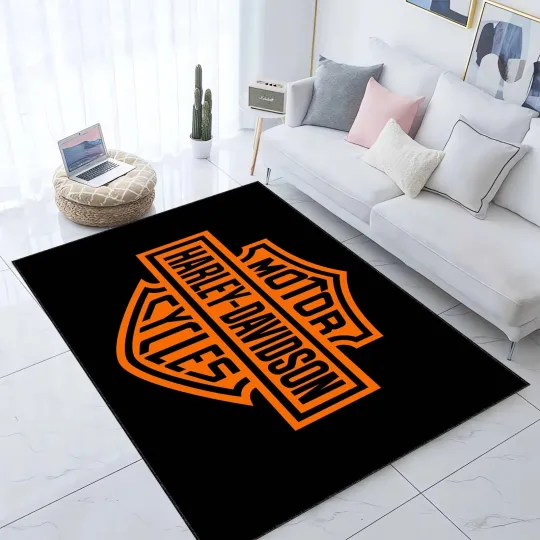 Discover Motorcycle Inspired Room Rug Vintage Biker Carpet For Garage Or Man Cave Use
