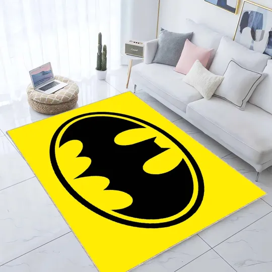 Discover Superhero Rug, Batman Rug, Black Knight Rug, Batman Emblem Rug, Kids Room Rug