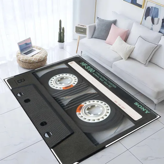 Discover Classic Cassette Rug, 90s Rug, Tape Rug, Personalized Retro Design Rug, Non Slip