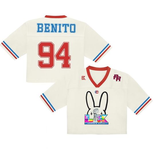 Discover Benito 94 Crop Top Mesh Football Jersey, Half Time Show Crop Top Football Jersey Shirt, Gift for Unisex