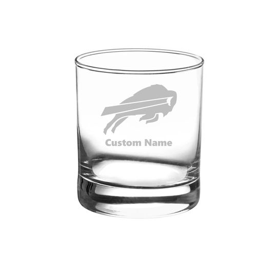 Discover Buffalo Bills Custom Rock Glass - Etched Gift for Groomsmen, Weddings, Birthdays